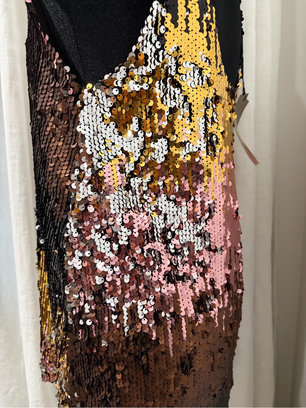 Zara Pink Black Gold Sequin Tank Top - Picture 3 of 3